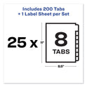 Avery Print and Apply Index Maker Clear Label Unpunched Dividers, 8-Tab, 11 x 8.5, White, White Tabs, 25 Sets (11444)