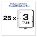 Avery Print and Apply Index Maker Clear Label Dividers, 3-Tab, White Tabs, 11 x 8.5, White, 25 Sets (11445)