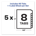 Avery Print and Apply Index Maker Clear Label Unpunched Dividers, 8-Tab, 11 x 8.5, White, 5 Sets (11432)