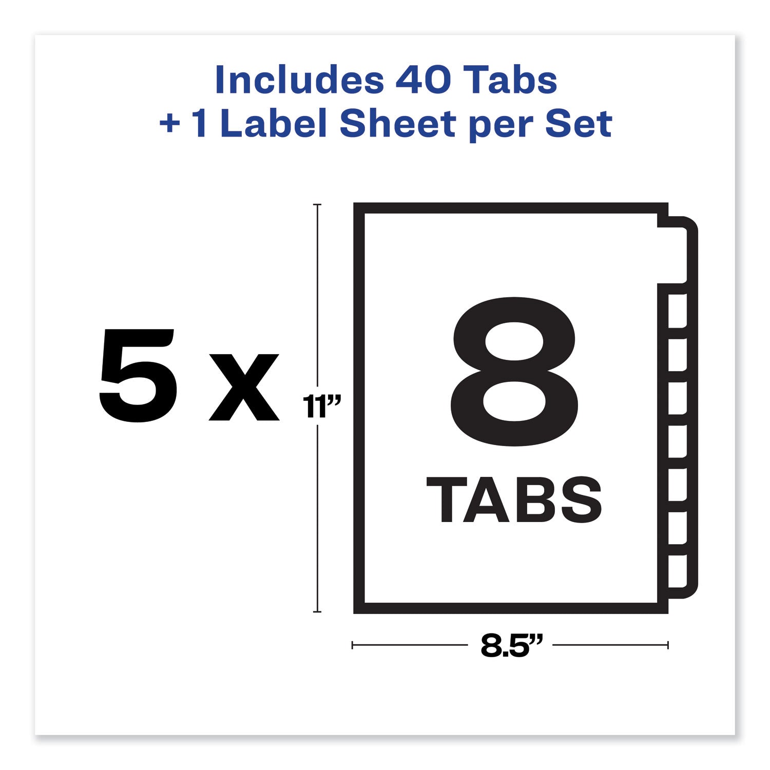 Avery Print and Apply Index Maker Clear Label Unpunched Dividers, 8-Tab, 11 x 8.5, White, 5 Sets (11432)