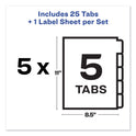 Avery Print and Apply Index Maker Clear Label Unpunched Dividers, 5-Tab, 11 x 8.5, White, 5 Sets (11431)