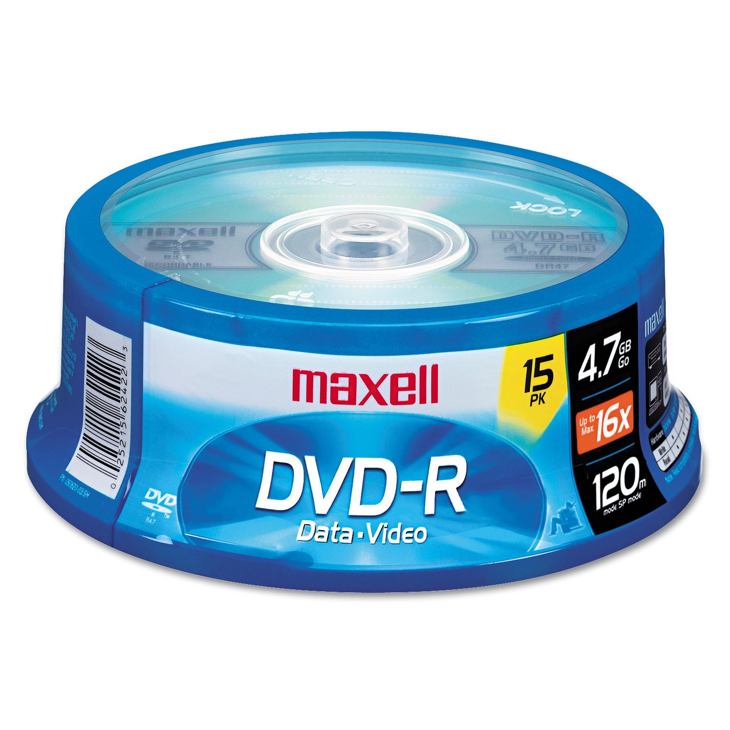 Maxell DVD-R Recordable Disc, 4.7 GB, 16x, Spindle, Gold, 15/Pack (638006)