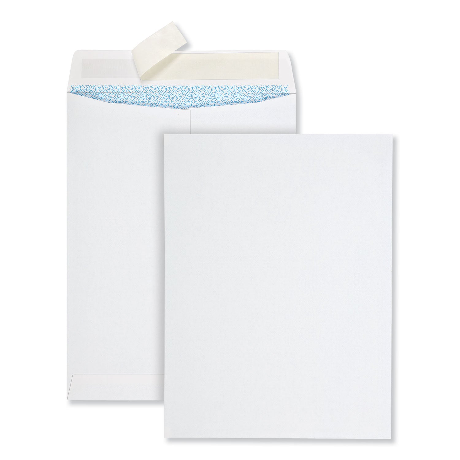 Quality Park Redi-Strip Security Tinted Envelope, #10 1/2, Square Flap, Redi-Strip Adhesive Closure, 9 x 12, White, 100/Box (44926)