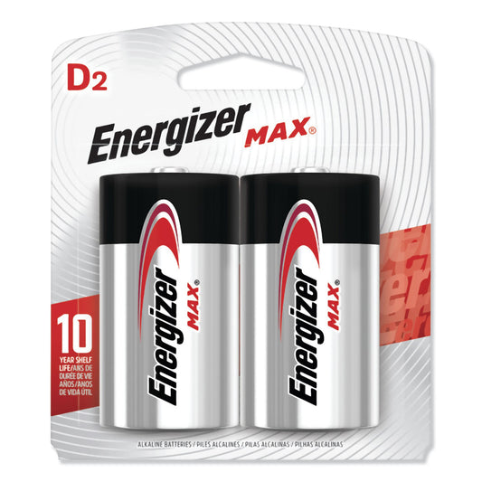 Energizer MAX Alkaline D Batteries, 1.5 V, 2/Pack (E95BP2)