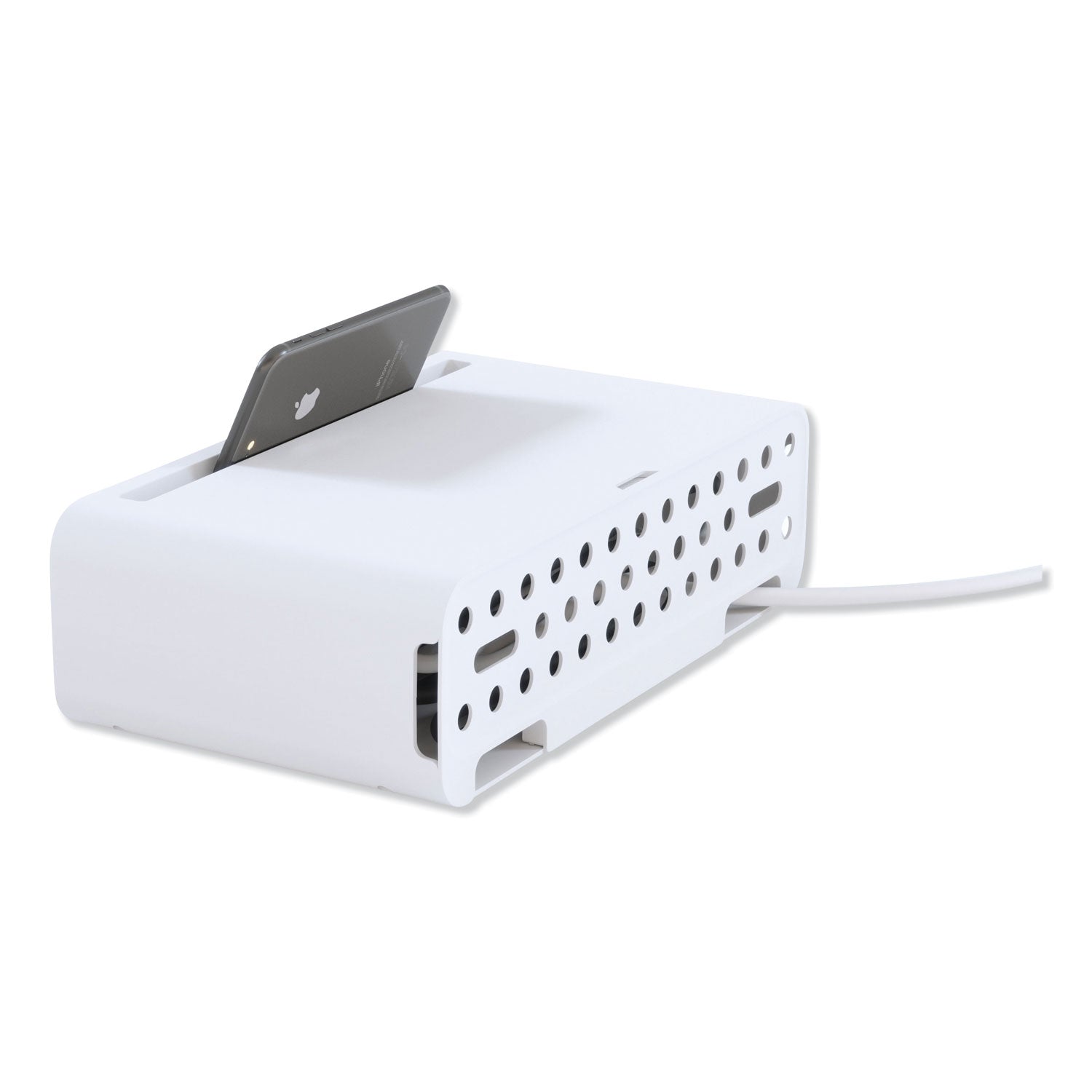 Kantek Cable Management Power Hub and Stand with USB Charging Ports, 5 Outlets, 3 USB, 6.5 ft Cord, White (CM1100)