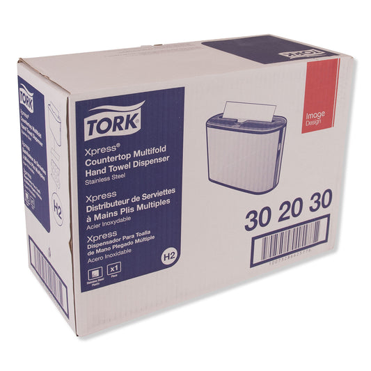 Tork Xpress Countertop Towel Dispenser, 12.68 x 4.56 x 7.92, Stainless Steel/Black (302030)