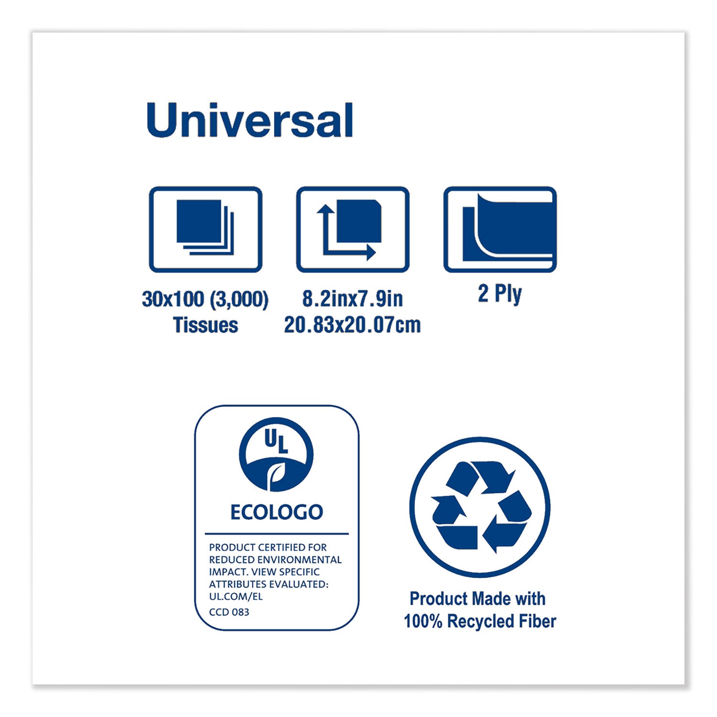 Tork Universal Facial Tissue, 2-Ply, White, 100 Sheets/Box, 30 Boxes/Carton (TF6710A)