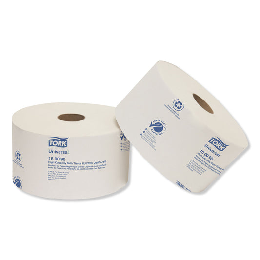 Tork Universal High Capacity Bath Tissue w/OptiCore, Septic Safe, 2-Ply, White, 2,000/Roll, 12/Carton (160090)