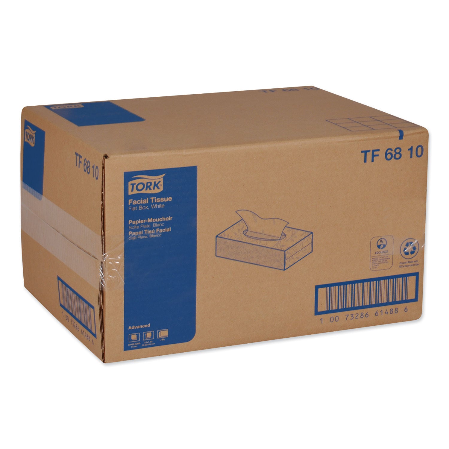 Tork Advanced Facial Tissue, 2-Ply, White, Flat Box, 100 Sheets/Box, 30 Boxes/Carton (TF6810)