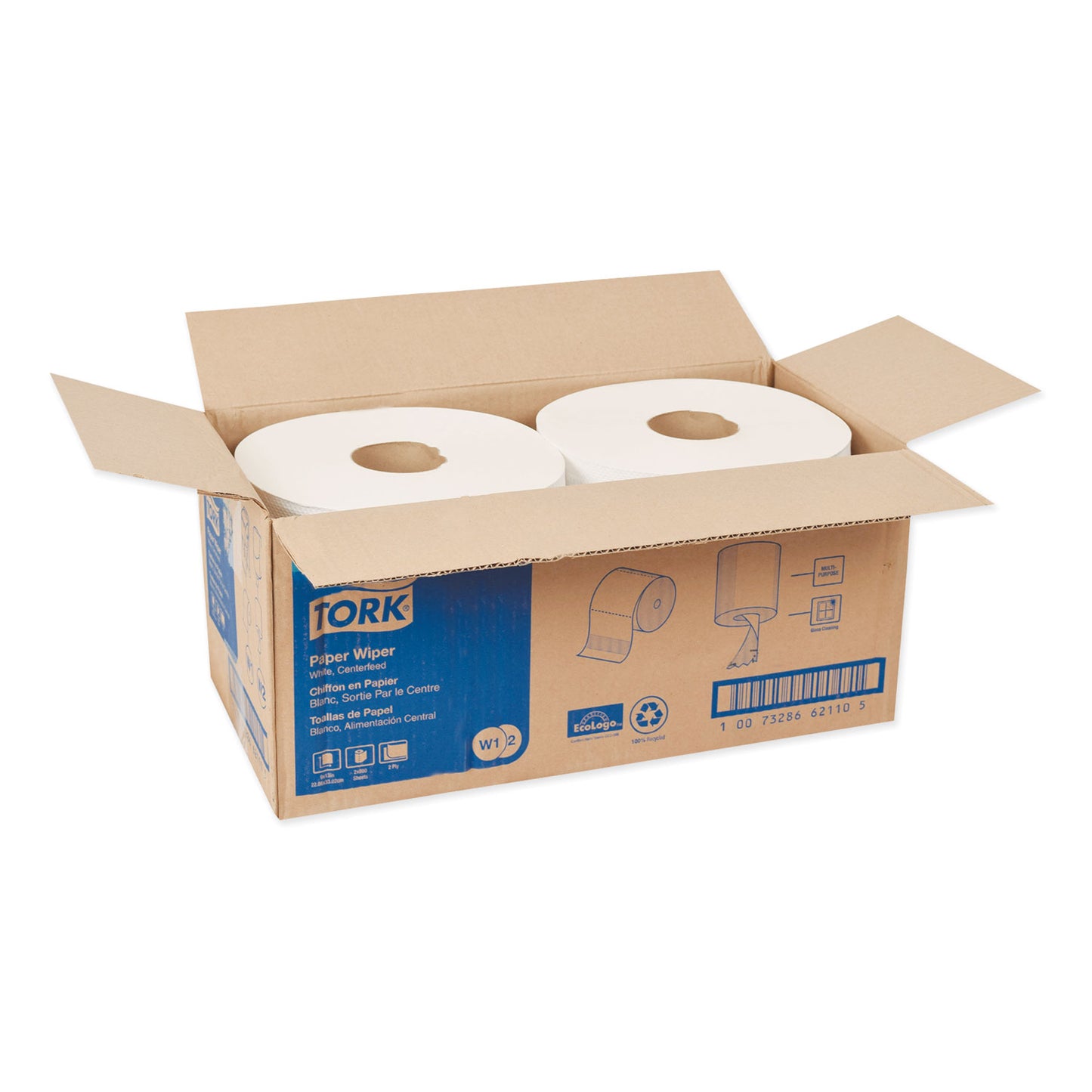 Tork Paper Wiper, Centerfeed, 2-Ply, 9 x 13, White, 800/Roll, 2 Rolls/Carton (130211B)