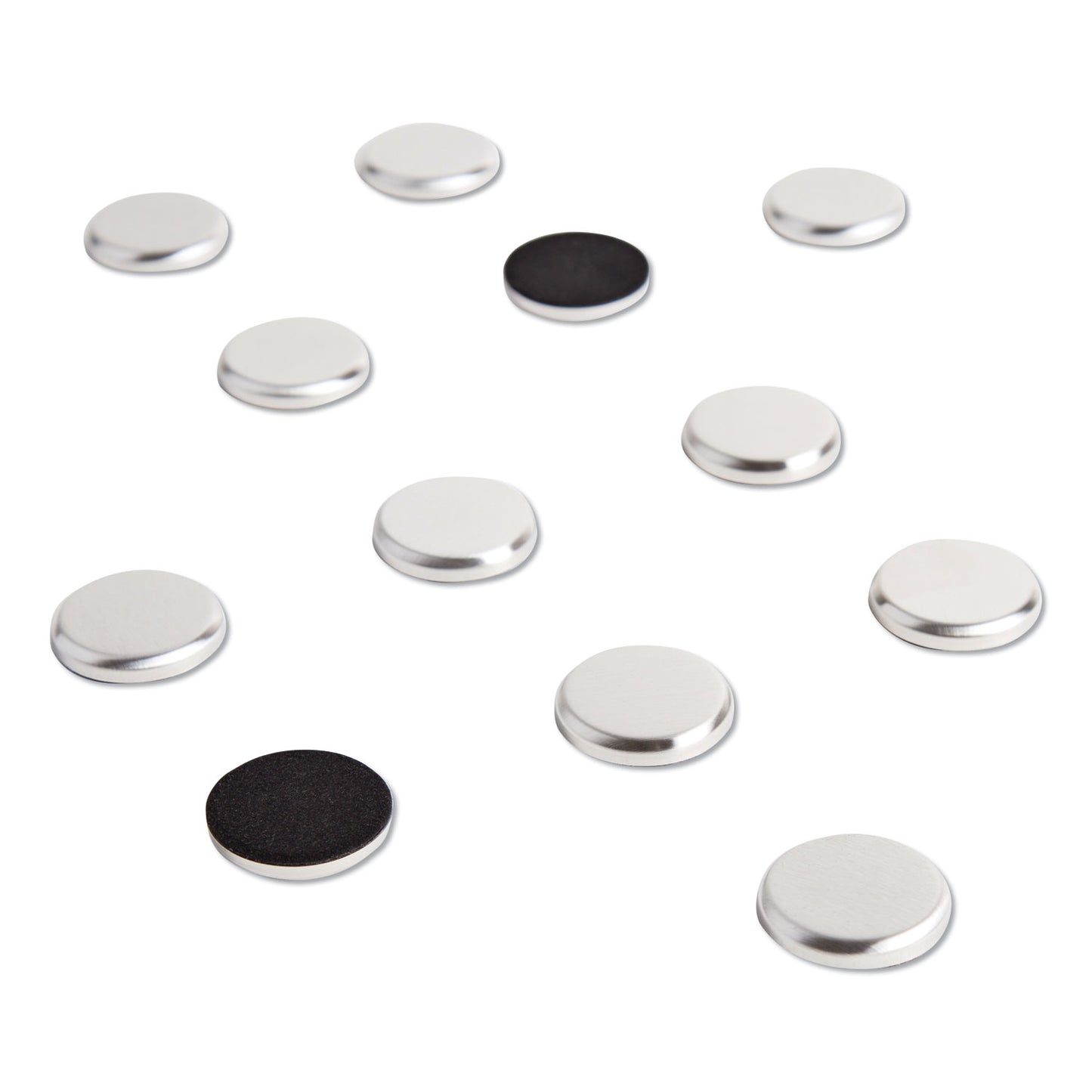 U Brands High Energy Magnets, Circle, Silver, 1.25" Diameter, 12/Pack (2911U0012)