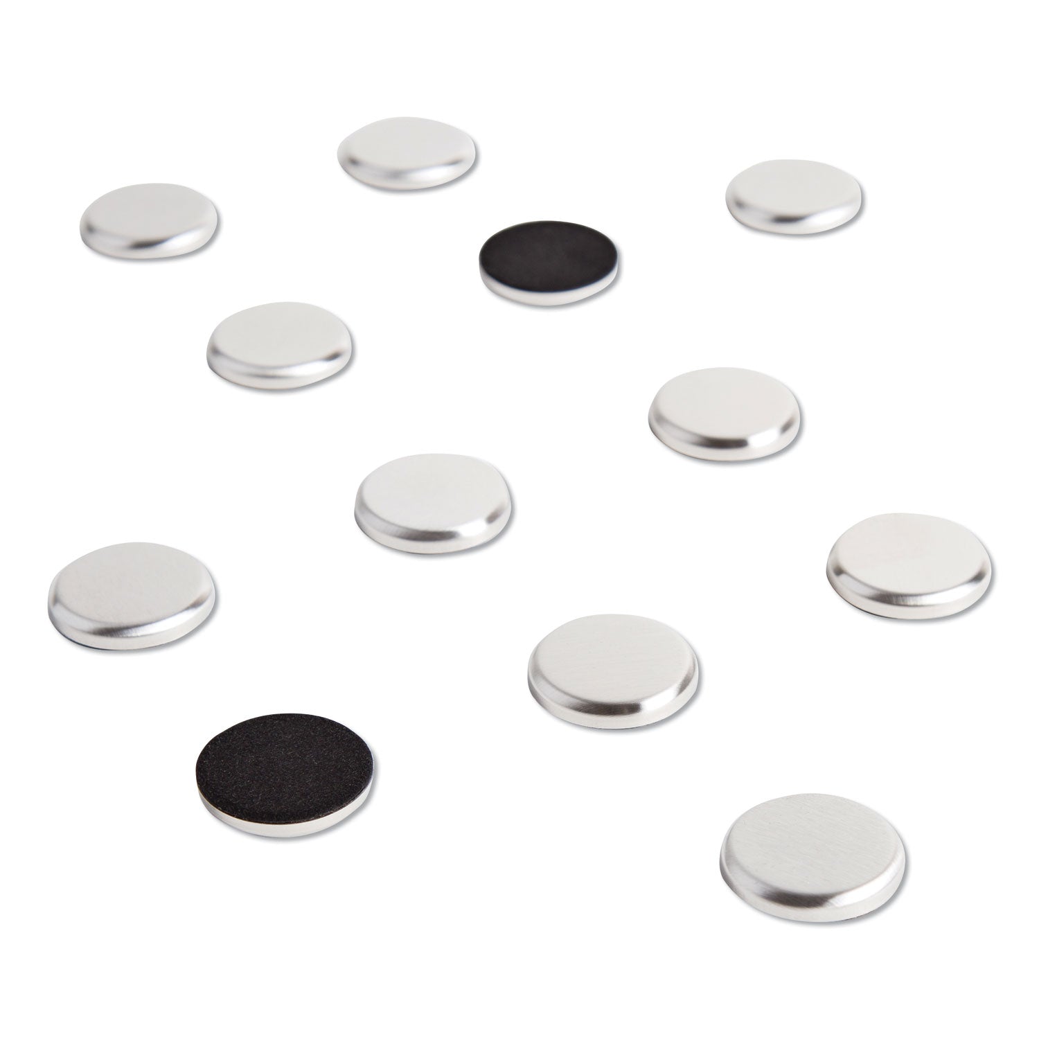 U Brands High Energy Magnets, Circle, Silver, 1.25" Diameter, 12/Pack (2911U0012)