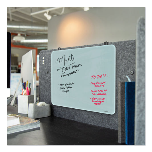 U Brands Cubicle Glass Dry Erase Board, 20 x 16, White Surface (3689U0001)