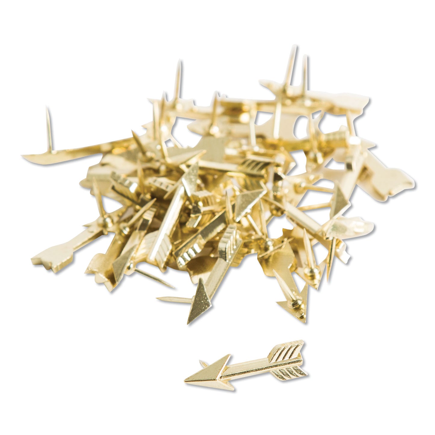 U Brands Fashion Push Pins, Steel, Gold, 0.38", 36/Pack (3083U0624)