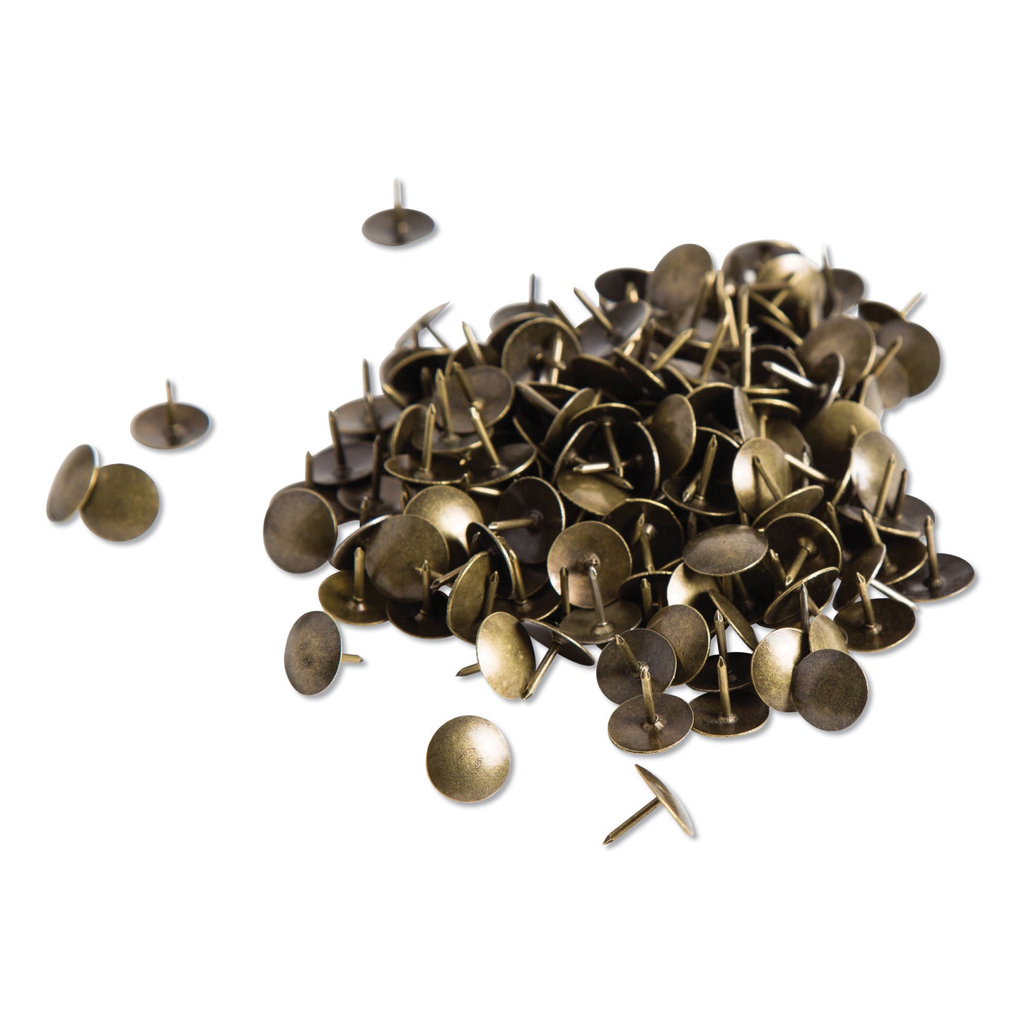 U Brands Fashion Metal Thumbtacks, Metal, Brass, 0.38", 200/Pack (3092U0624)