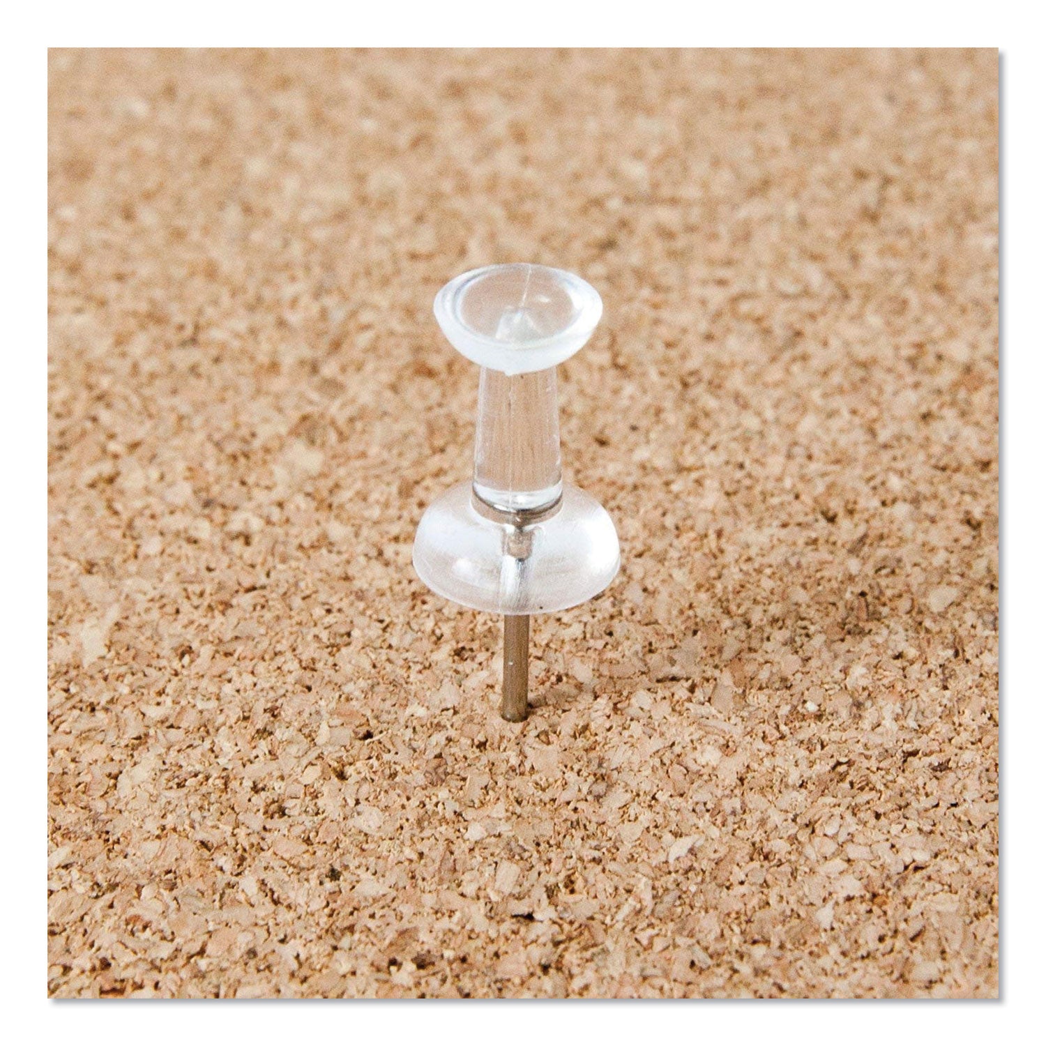 U Brands Standard Push Pins, Plastic, Clear, 0.44", 200/Pack (658U0824)