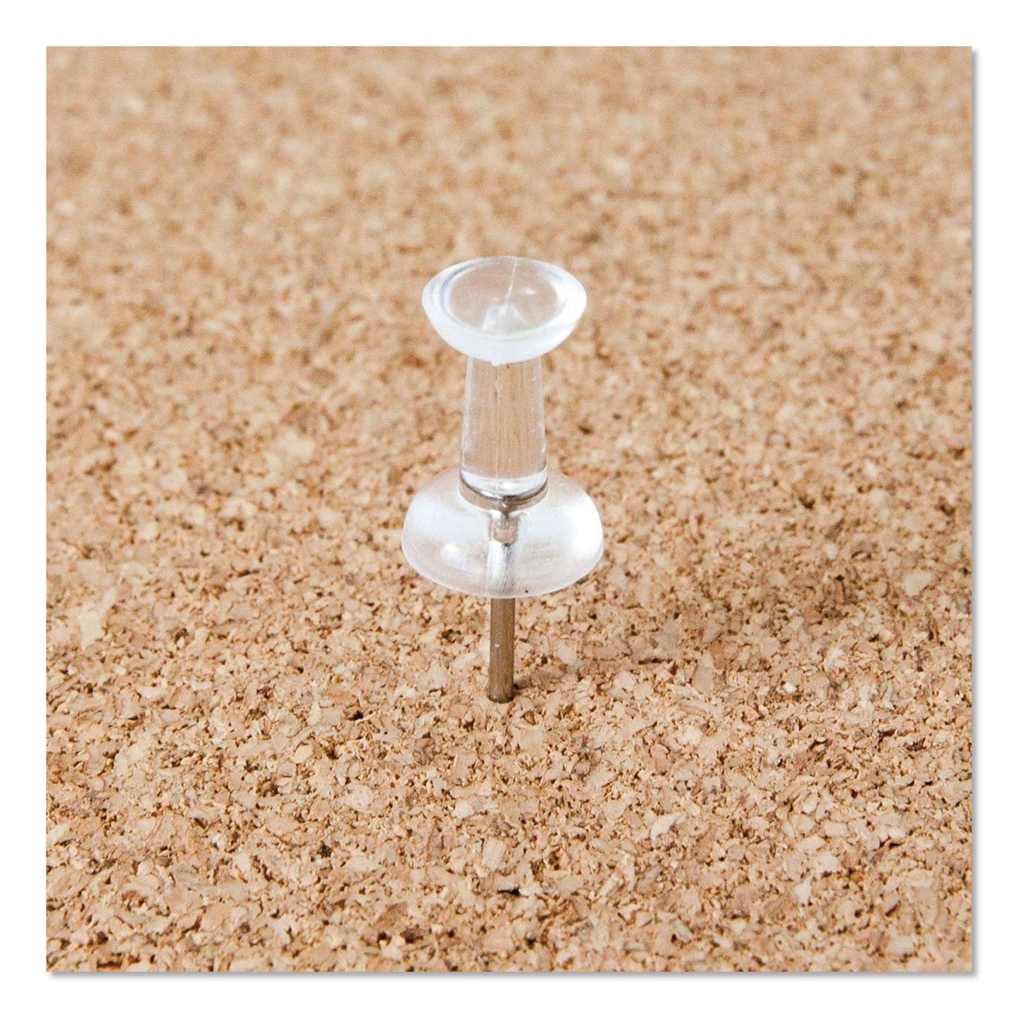 U Brands Standard Push Pins, Plastic, Clear, Clear Head/Silver Pin, 0.44", 200/Pack (3088U0624)