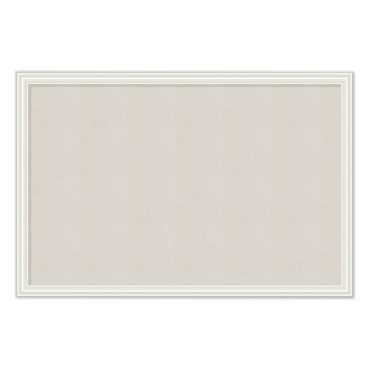 U Brands Linen Bulletin Board with Decor Frame, 30 x 20, Tan Surface, White Wood Frame (2074U0001)