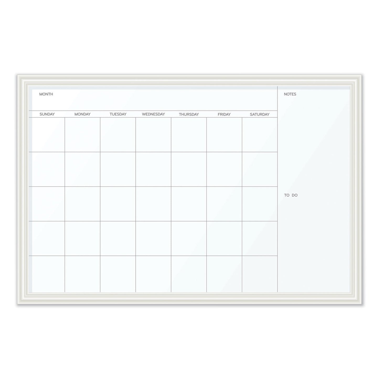 U Brands Magnetic Dry Erase Calendar with Decor Frame, One Month, 30 x 20, White Surface, White Wood Frame (2075U0001)