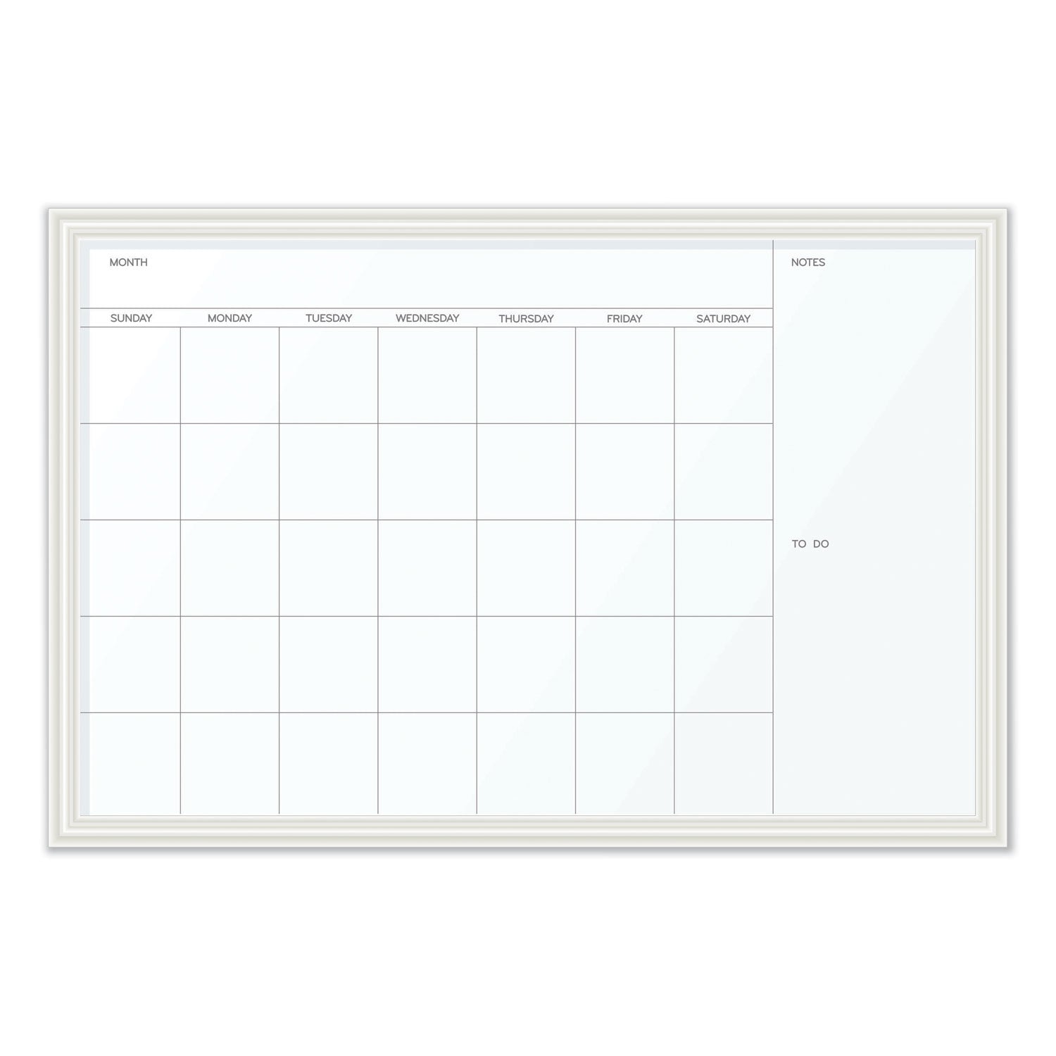 U Brands Magnetic Dry Erase Calendar with Decor Frame, One Month, 30 x 20, White Surface, White Wood Frame (2075U0001)