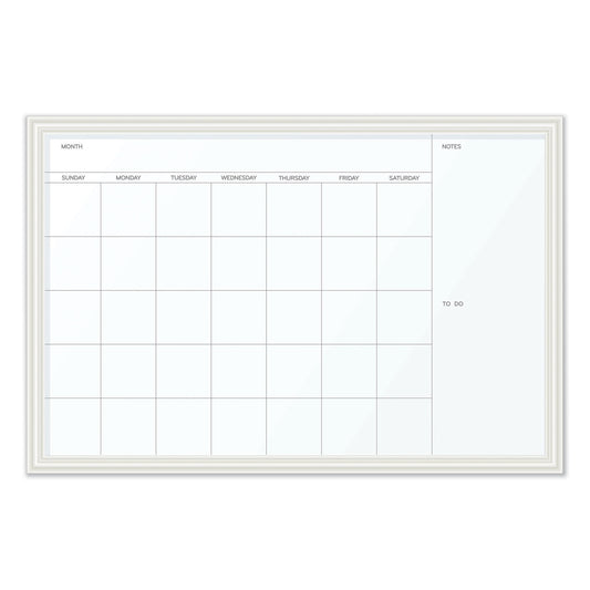 U Brands Magnetic Dry Erase Calendar with Decor Frame, One Month, 30 x 20, White Surface, White Wood Frame (2075U0001)