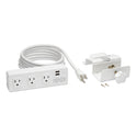 Tripp Lite Surge Protector, 3 AC Outlets/2 USB Ports, 10 ft Cord, 510 J, White (TLP310USBCW)