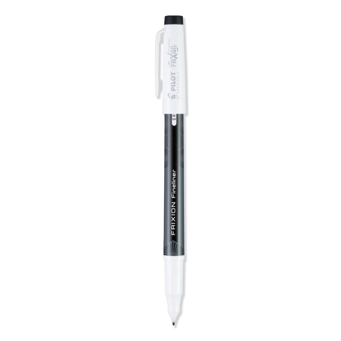 Pilot FriXion Fineliner Erasable Porous Point Pen, Stick, Fine 0.6 mm, Black Ink, Black/White Barrel, Dozen (11485)