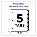 Avery Write and Erase Big Tab Durable Plastic Dividers, 3-Hole Punched, 5-Tab, 11 x 8.5, Assorted, 1 Set (16170)