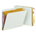 Smead End Tab Pressboard Classification Folders, Six SafeSHIELD Fasteners, 2" Expansion, 2 Dividers, Letter Size, Gray-Green, 10/BX (26810)
