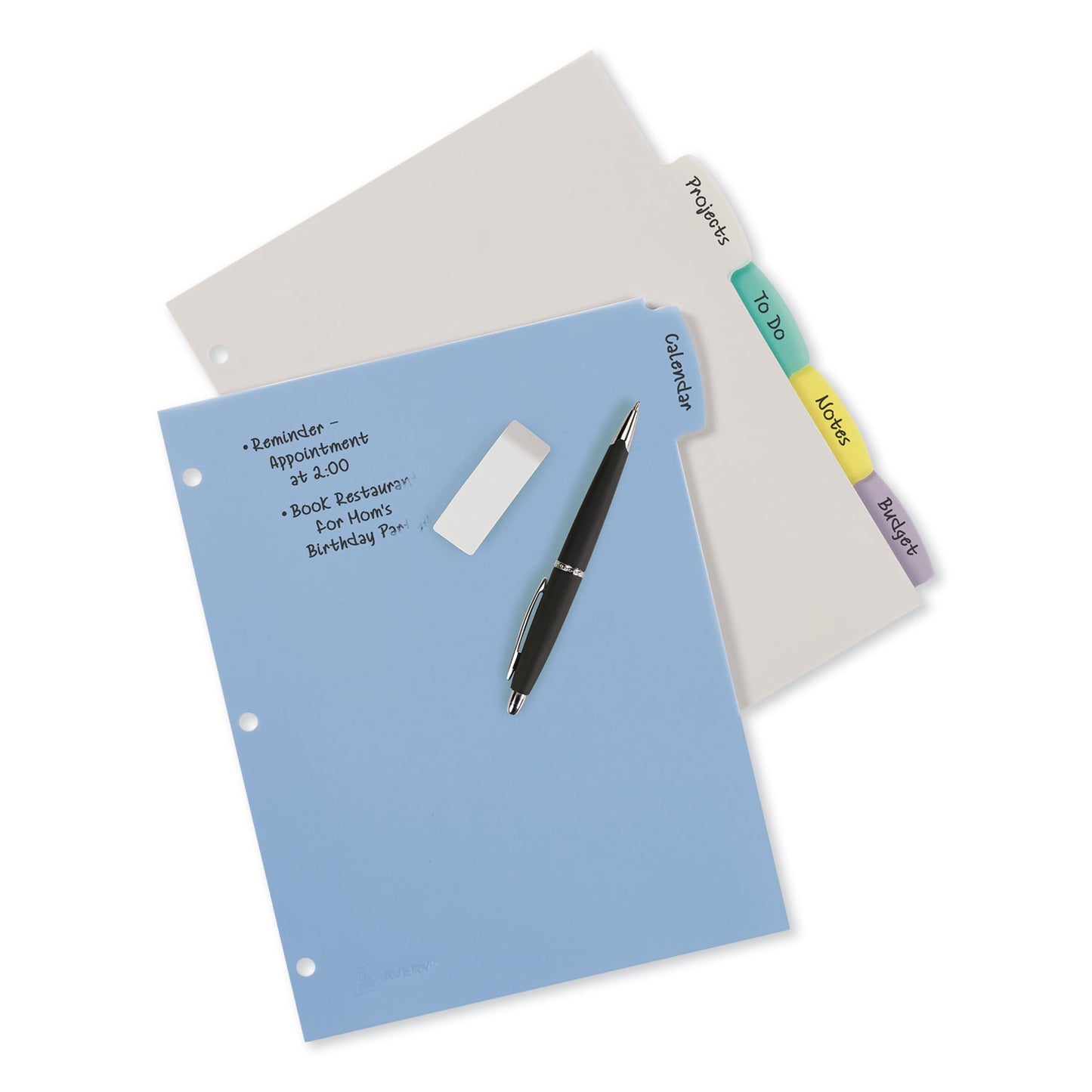 Avery Write and Erase Big Tab Durable Plastic Dividers, 3-Hole Punched, 5-Tab, 11 x 8.5, Assorted, 1 Set (16170)