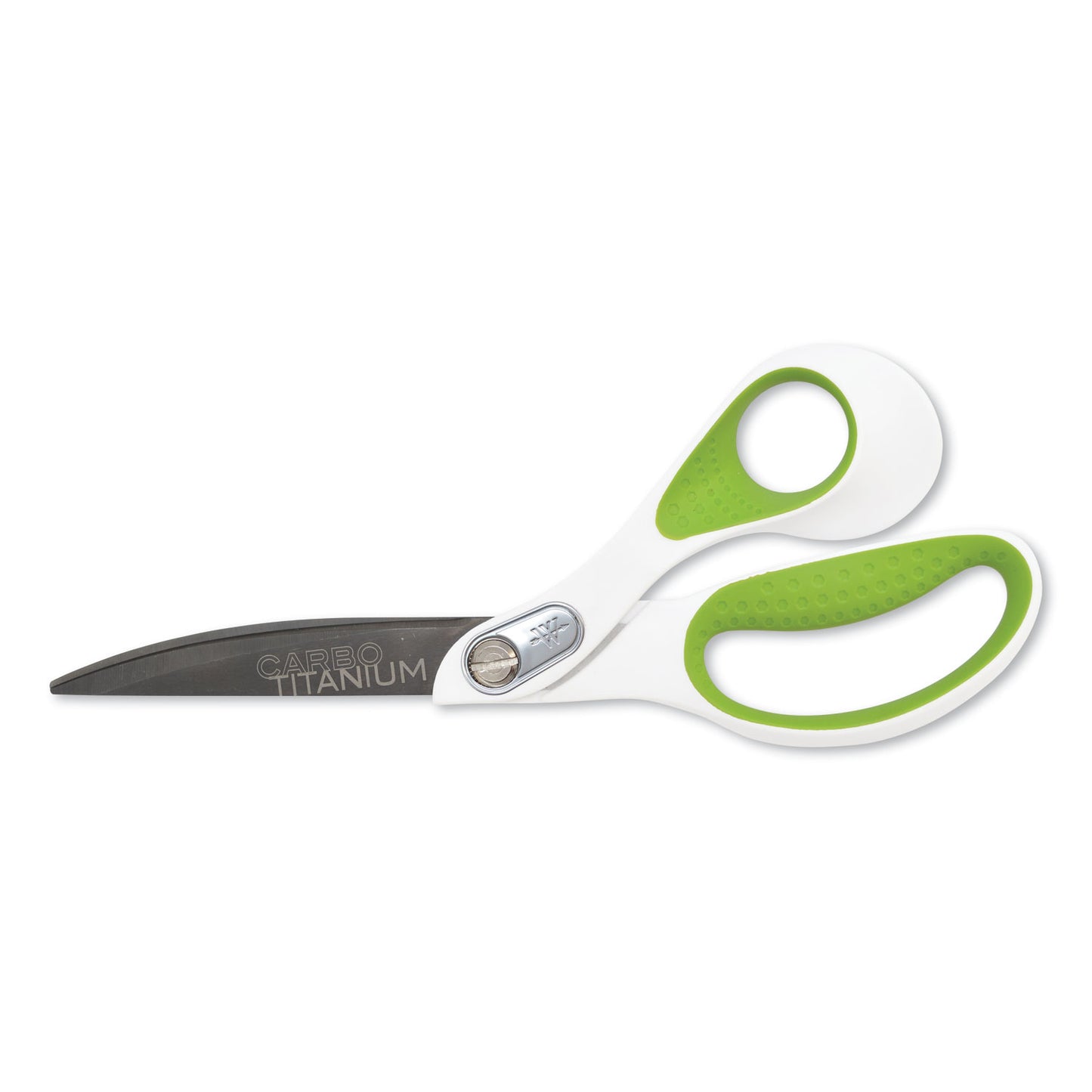 Westcott CarboTitanium Bonded Scissors, 9" Long, 4.5" Cut Length, Offset White/Green Handle (16445)