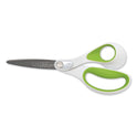 Westcott CarboTitanium Bonded Scissors, 8" Long, 3.25" Cut Length, Straight White/Green Handle (16447)