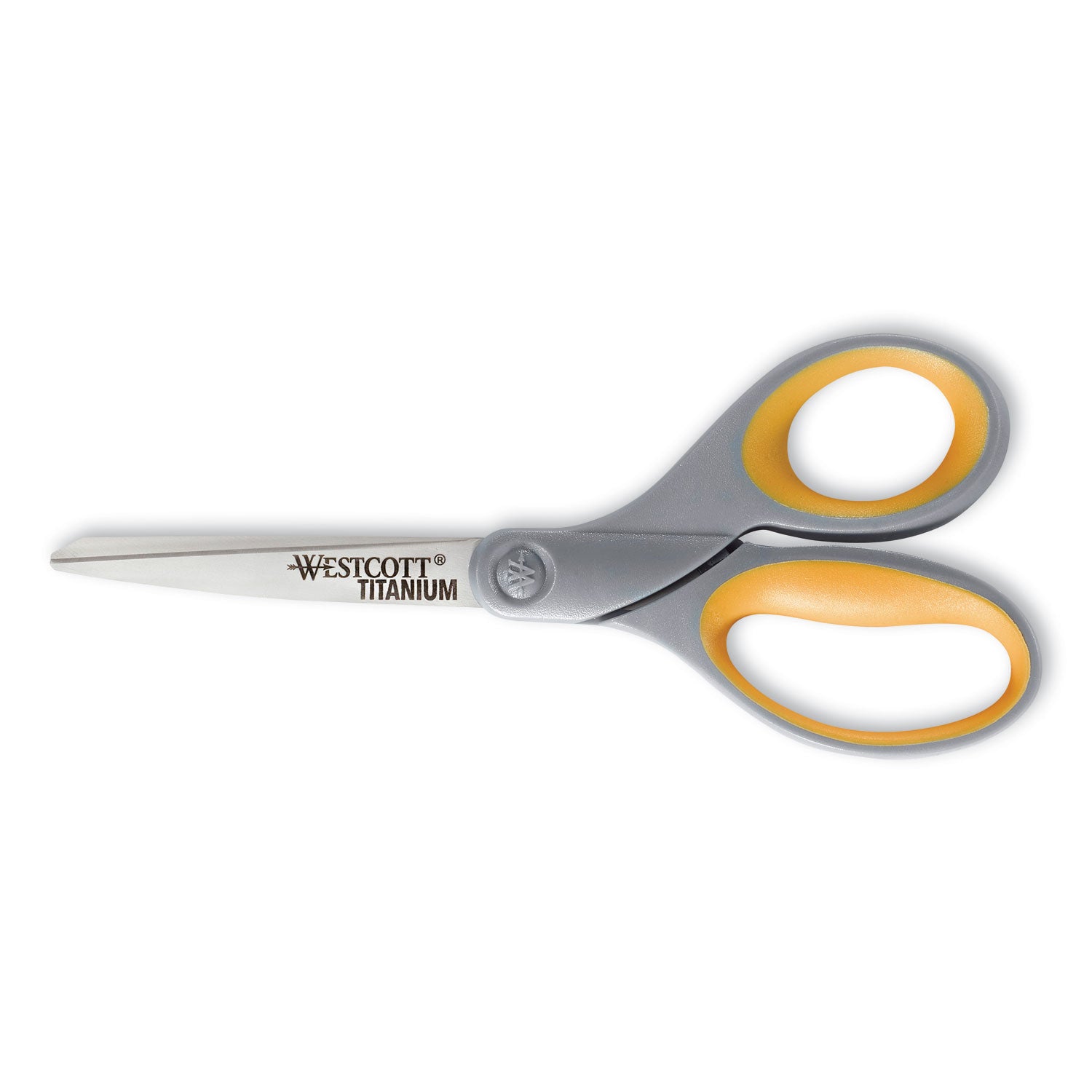 Westcott Titanium Bonded Scissors, 8" Long, 3.5" Cut Length, Straight Gray/Yellow Handle (13529)