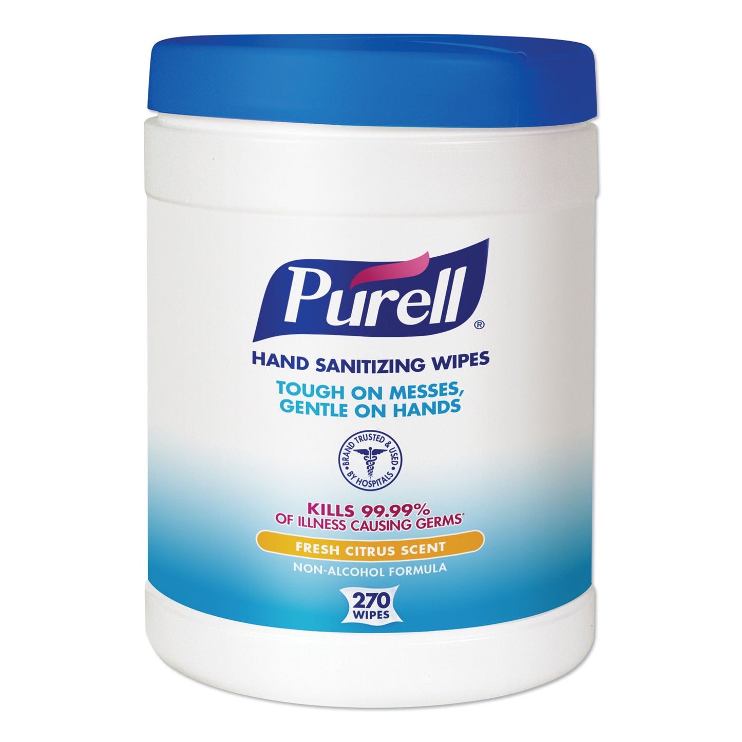 PURELL Sanitizing Hand Wipes, 6.75 x 6, Fresh Citrus, White, 270/Canister, 6 Canisters/Carton (911306CT)