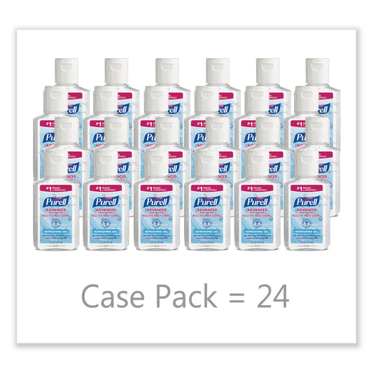 PURELL Advanced Hand Sanitizer Refreshing Gel, 2 oz, Flip-Cap Bottle, Clean Scent, 24/Carton (960524)