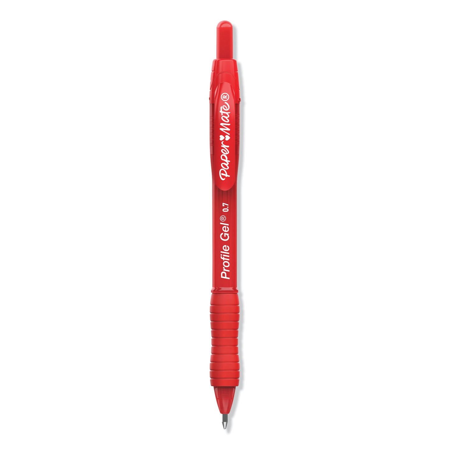 Paper Mate Profile Gel Pen, Retractable, Medium 0.7 mm, Red Ink, Translucent Red Barrel, Dozen (2095463)