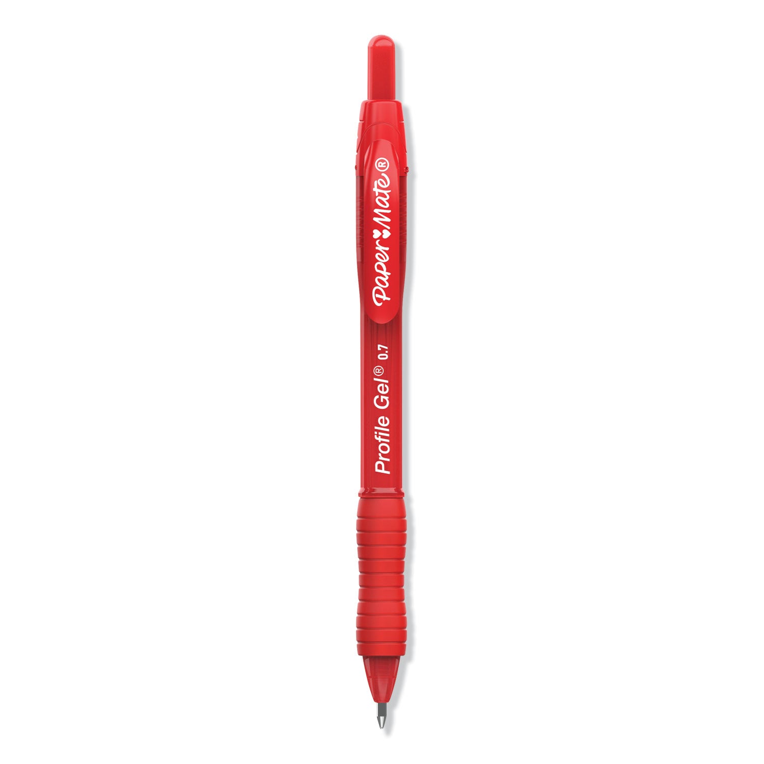 Paper Mate Profile Gel Pen, Retractable, Medium 0.7 mm, Red Ink, Translucent Red Barrel, Dozen (2095463)