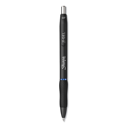 Sharpie S-Gel High-Performance Gel Pen, Retractable, Medium 0.7 mm, Blue Ink, Black Barrel, Dozen (2096152)