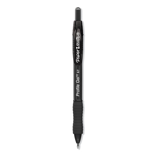 Paper Mate Profile Gel Pen, Retractable, Medium 0.7 mm, Black Ink, Translucent Black Barrel, 36/Pack (2095473)