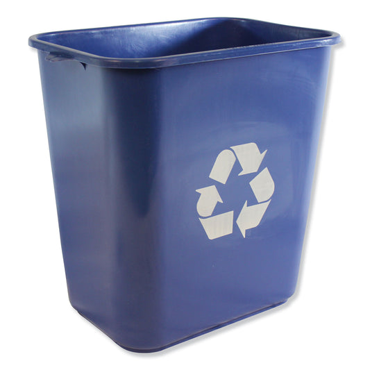 Impact Soft-Sided Recycle Logo Plastic Wastebasket, 28 qt, Polyethylene, Blue (7702BLUR)