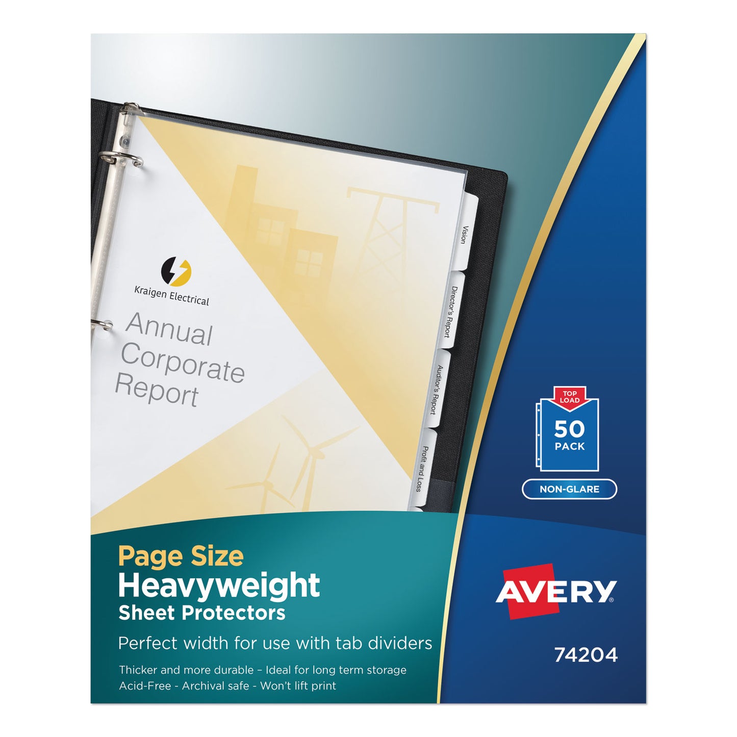 Avery Top-Load Poly Three-Hole Sheet Protectors, Non-Glare, Letter, 50/Box (74204)