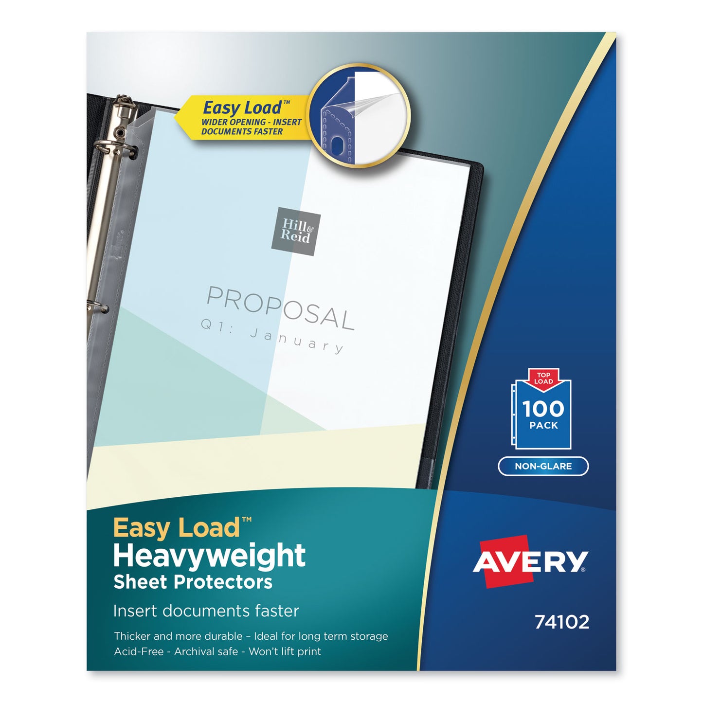 Avery Top-Load Poly Sheet Protectors, Heavy Gauge, Letter, Nonglare, 100/Box (74102)