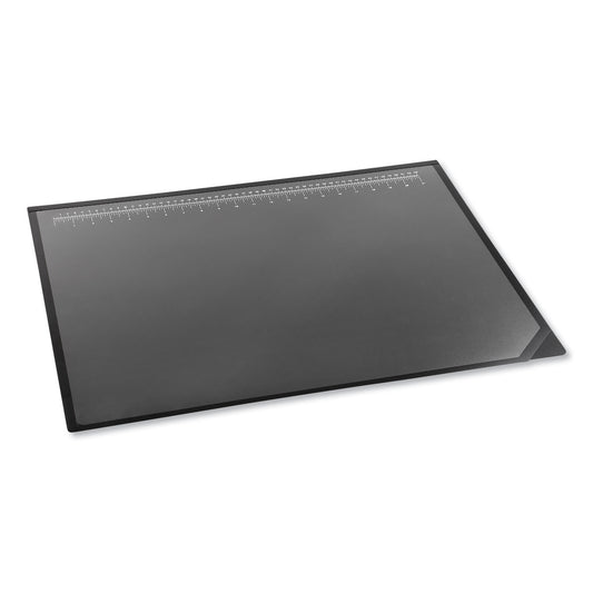 Artistic Desk Pad with Transparent Lift-Top Overlay and Antimicrobial Protection, 24" x 19", Black Pad, Transparent Frost Overlay (41100S)