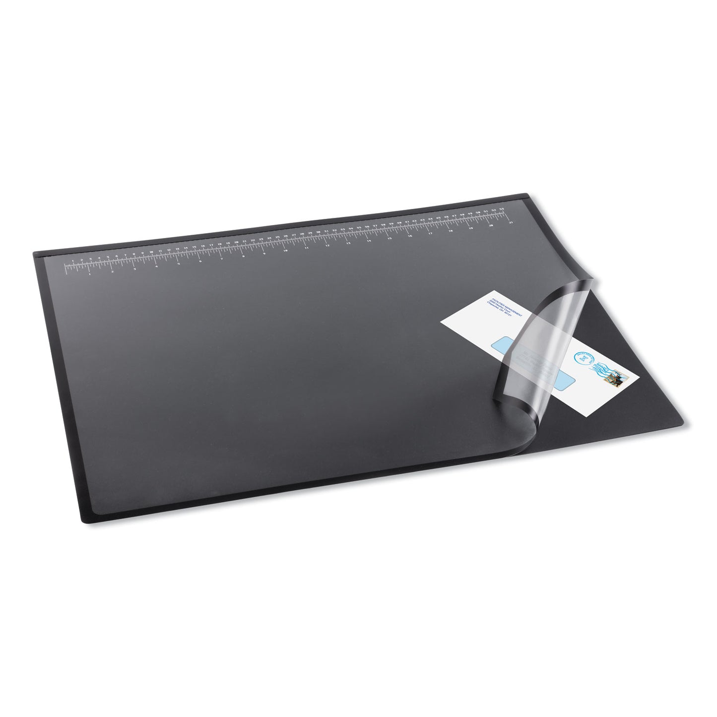 Artistic Desk Pad with Transparent Lift-Top Overlay and Antimicrobial Protection, 22" x 17", Black Pad, Transparent Frost Overlay (41700S)