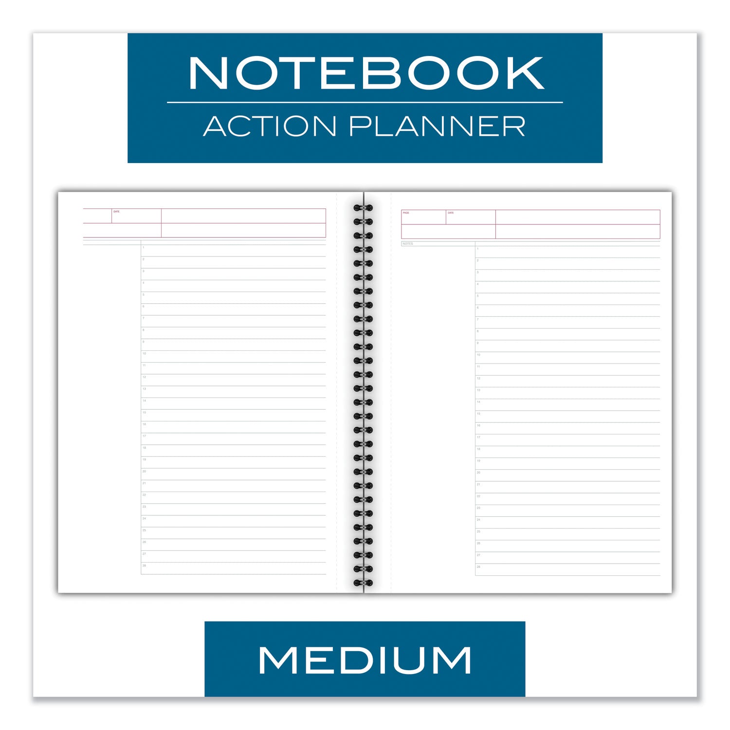 Cambridge Wirebound Guided Action Planner Notebook, 1-Subject, Project-Management Format, Dark Gray Cover, (80) 9.5 x 7.5 Sheets (06122)