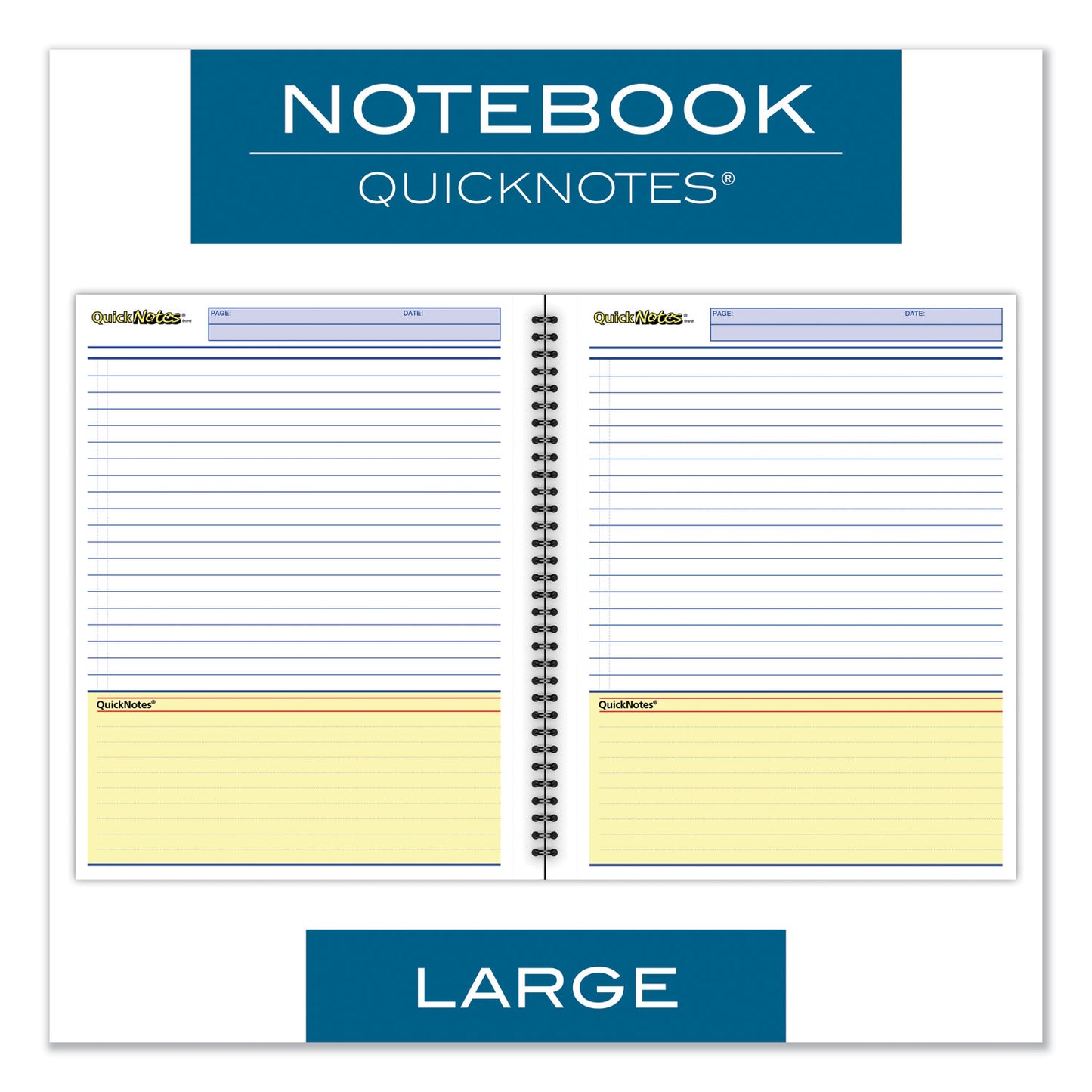 Cambridge Wirebound Guided QuickNotes Notebook, 1-Subject, List-Management Format, Dark Gray Cover, (80) 11 x 8.5 Sheets (06066)