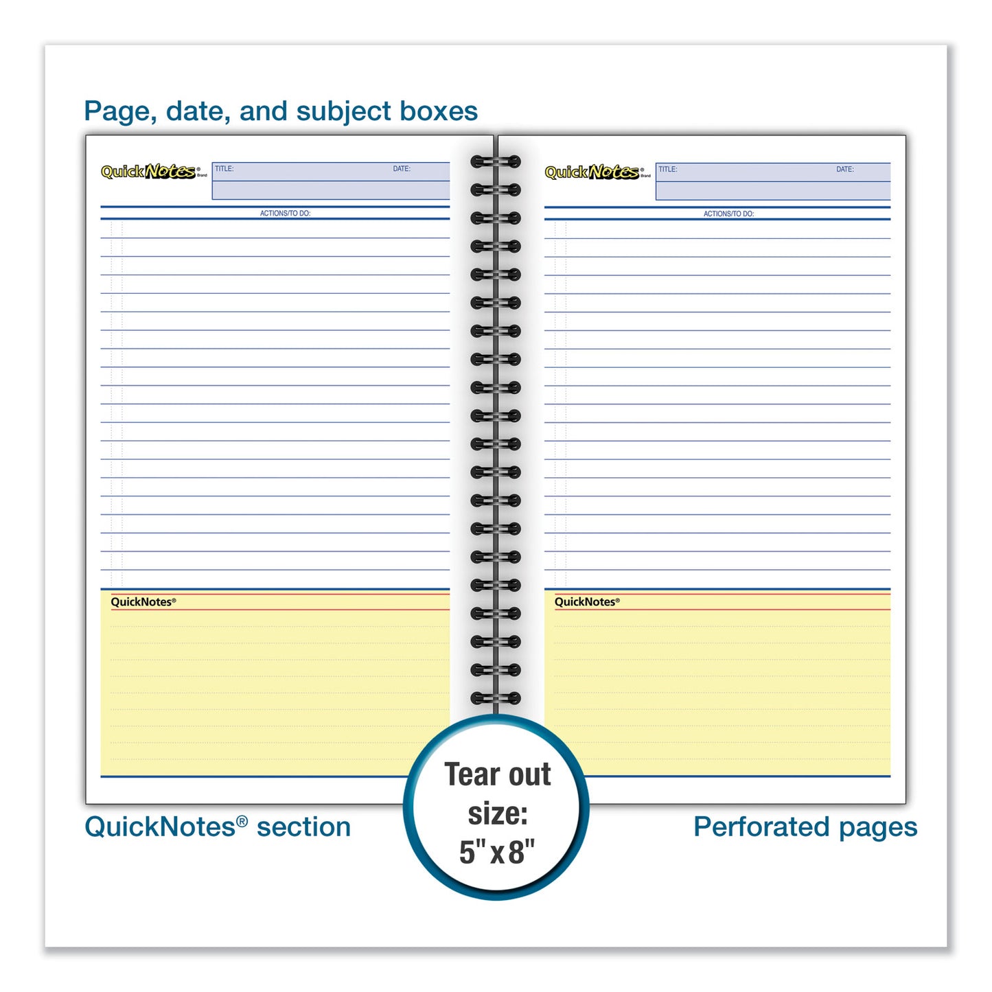 Cambridge Wirebound Guided QuickNotes Notebook, 1-Subject, List-Management Format, Dark Gray Cover, (80) 8 x 5 Sheets (06096)