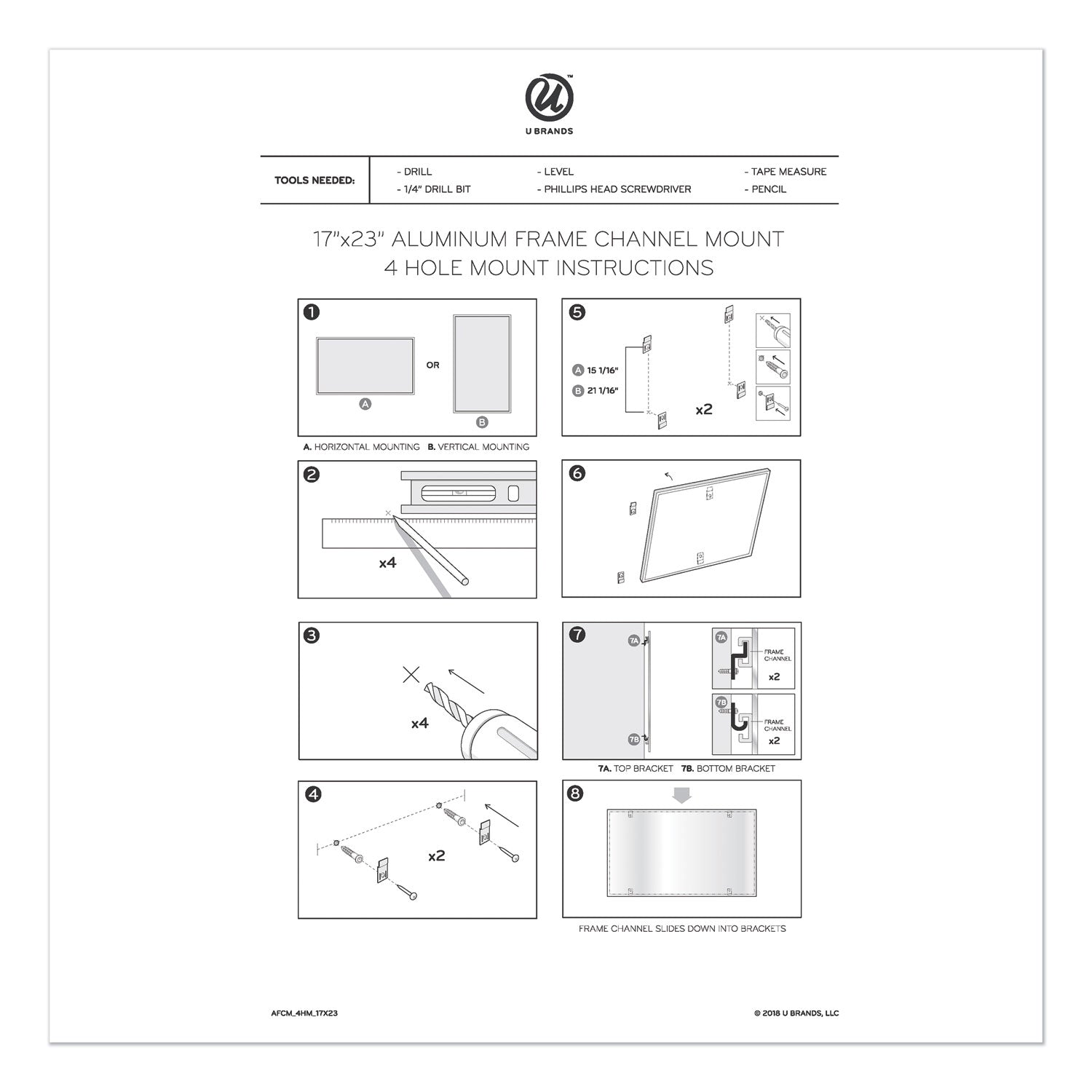 U Brands 4N1 Magnetic Dry Erase Combo Board, 35 x 23, Tan/White Surface, Silver Aluminum Frame (3891U0001)