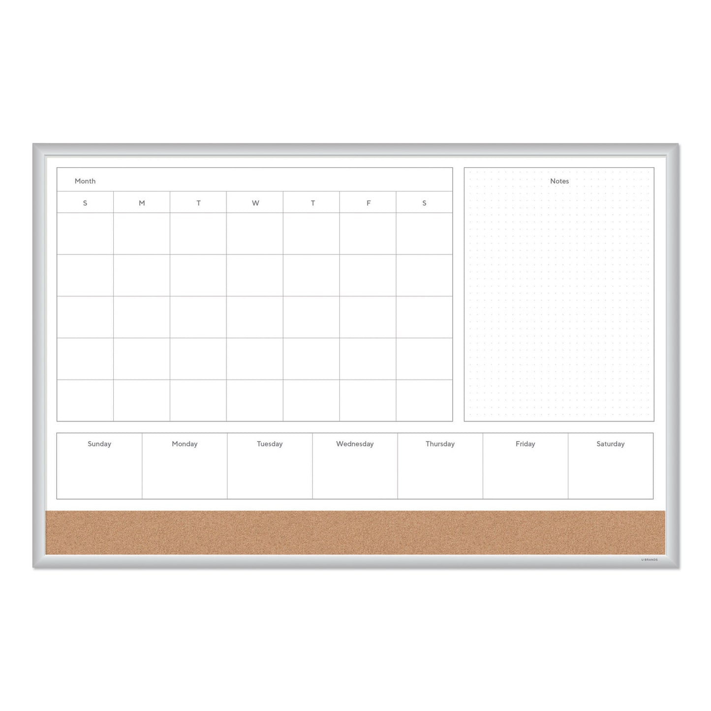 U Brands 4N1 Magnetic Dry Erase Combo Board, 35 x 23, Tan/White Surface, Silver Aluminum Frame (3891U0001)