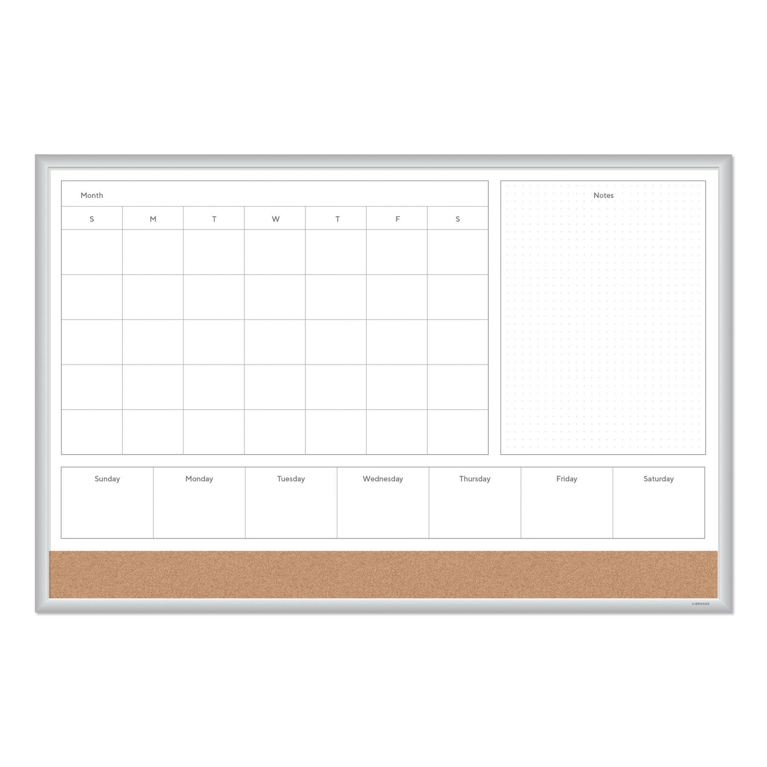 U Brands 4N1 Magnetic Dry Erase Combo Board, 35 x 23, Tan/White Surface, Silver Aluminum Frame (3891U0001)